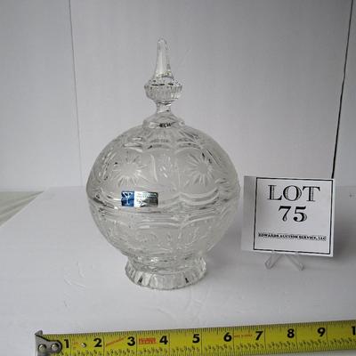 Fancy Hand Cut Lead Glass Covered Candy Dish, Yugoslovia