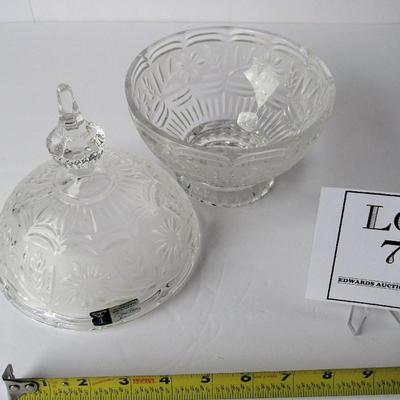 Fancy Hand Cut Lead Glass Covered Candy Dish, Yugoslovia