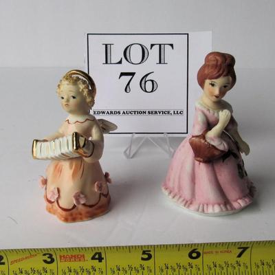 Lefton Angel Figurine and Bisque Lady Figurine