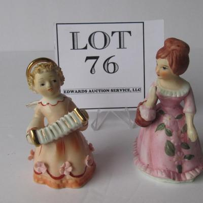 Lefton Angel Figurine and Bisque Lady Figurine