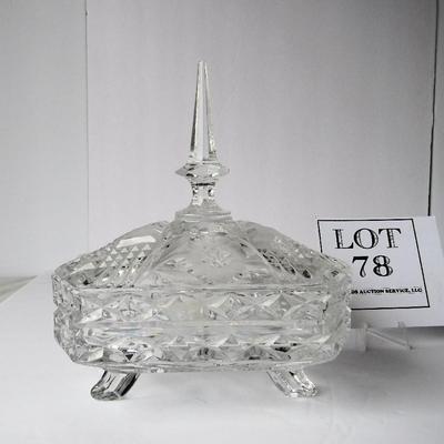 Nice Lead Crystal Triangular Shaped Candy Dish, Fancy Detailed Pattern