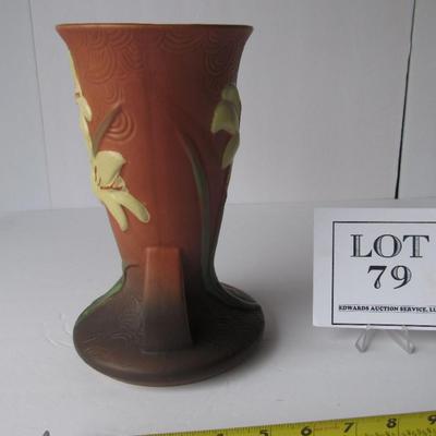 Tall Pottery Vase, Zepher Lily, Marked Roseville (read description)