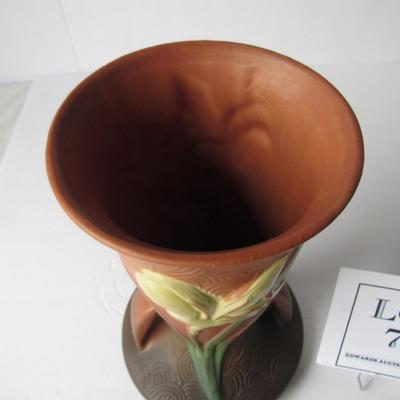 Tall Pottery Vase, Zepher Lily, Marked Roseville (read description)