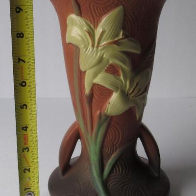 Tall Pottery Vase, Zepher Lily, Marked Roseville (read description)