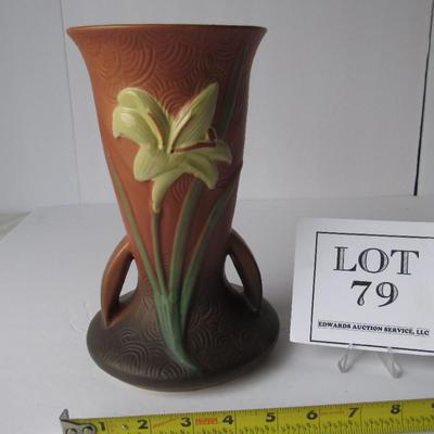 Tall Pottery Vase, Zepher Lily, Marked Roseville (read description)