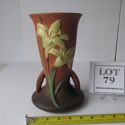Tall Pottery Vase, Zepher Lily, Marked Roseville (read description)