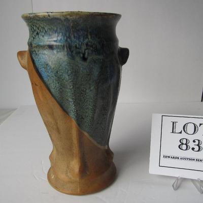 Unusual Art Pottery Tall Vase, Unmarked