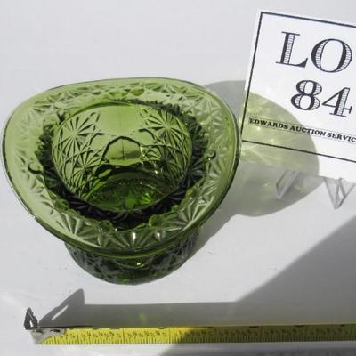 Vintage Green Pressed Glass Hat, Possibly Fenton