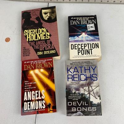 #64 Sherlock Holmes, Angels & Demons, Devil Bones and Deception Point- Paperback Books
