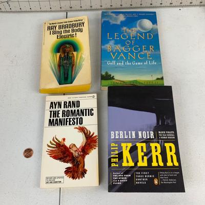 #90 Ray Bradbury, Ayn Rand,The Legend of Bagger Vance & Berlin Noir- Paperback Books