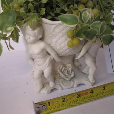 Decorative Bisque Planter With Cherubs on Sides, Inarco