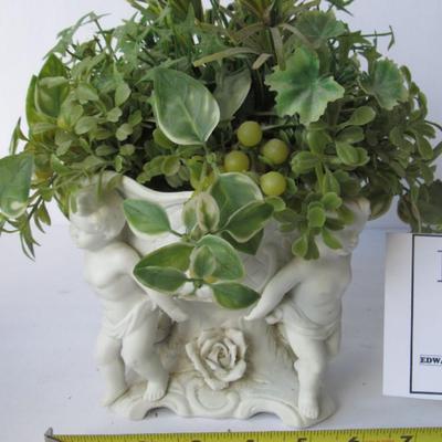 Decorative Bisque Planter With Cherubs on Sides, Inarco