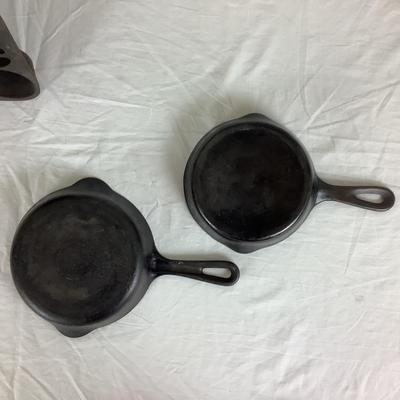 Lot. 6108. Lot of Vintage Cast Iron Skillets & Muffin Pan