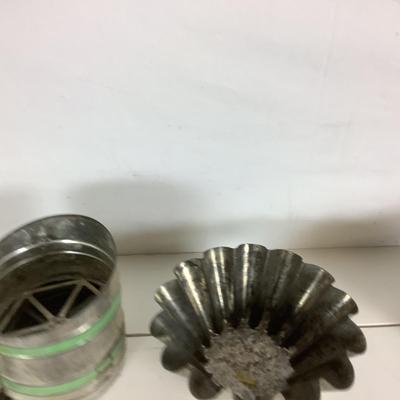 Lot. 6109  Antique German & French Molds, Vintage Hand Meat Grinder, Sifter and more