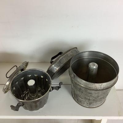 Lot. 6109  Antique German & French Molds, Vintage Hand Meat Grinder, Sifter and more