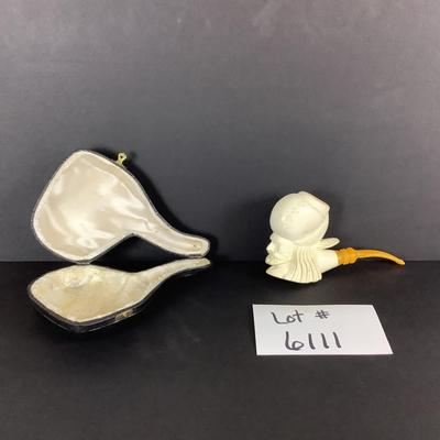 Lot. 6111 Vintage Sultan, Hand Carved Block Meerschaum Pipe with Custom Case