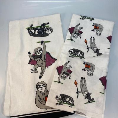 Halloween Seasonal Sloth Dish Towel Set