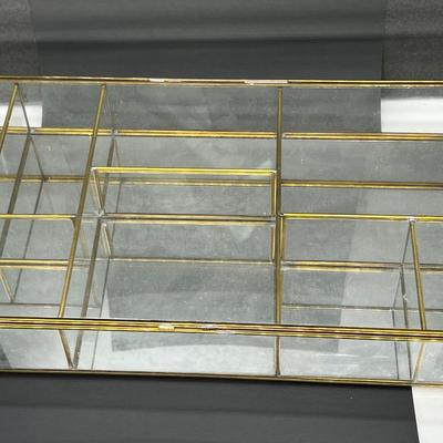 Large glass and brass display case 16x8x2â€