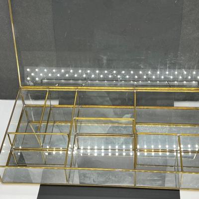 Large glass and brass display case 16x8x2â€