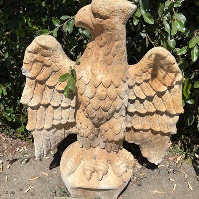 LOT 20  WEATHERED COMPOSITE STONE EAGLES SIDE FACING OUT SPREAD WINGS