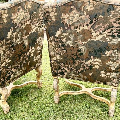 LOT 107   PAIR OF KREISS FURNITURE ROUSSEAU ARM/THRONE CHAIRS TAPESTRY UPHOLSTERY