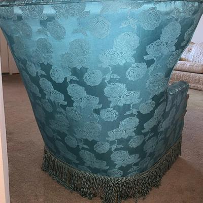 Blue Armchair Bullion Fringe Skirt