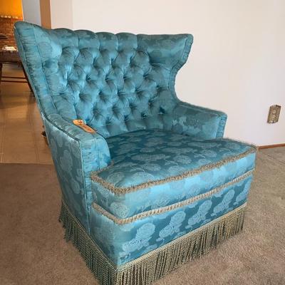 Blue Armchair Bullion Fringe Skirt
