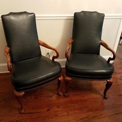 Lot A of 2 midnight navy arm chairs