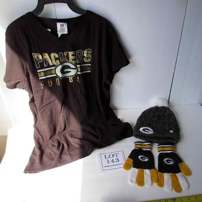 Green Bay Packers Ladies XL T-Shirt, Cap and Gloves