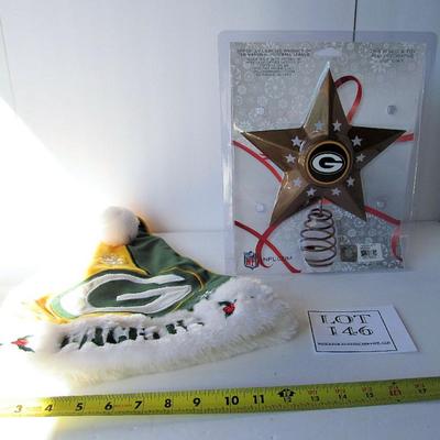 Neat Green Bay Packers Star Christmas Tree Topper and Christmas Hat