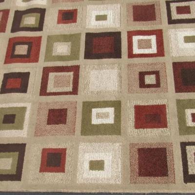 Large Decorative Rug, Green/Brown Tones, Large 63"x85" Rug