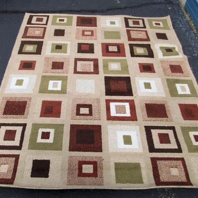 Large Decorative Rug, Green/Brown Tones, Large 63"x85" Rug