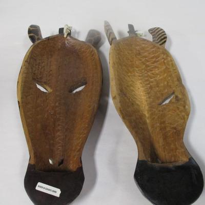 Hand Carved Wooden Giraffe Masks