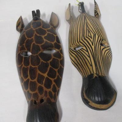 Hand Carved Wooden Giraffe Masks