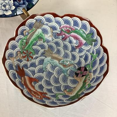 Lot. 6119 Chinese Lotus Bowl and Sun Ceramics Platter