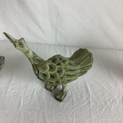 Lot. 6121. Hand Painted Carved Birds
