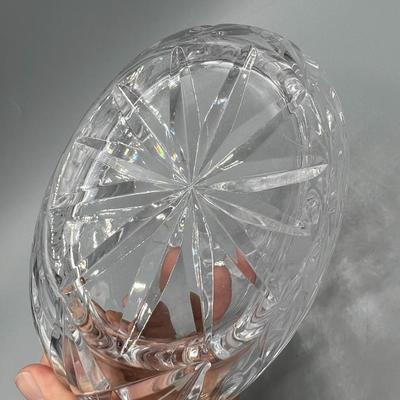 Retro Small Lead Crystal Glass Etched Floral Basket