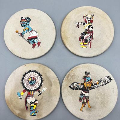 Lot of Hindostone Products Kachina Native American Ritual Spirit Dress Clay Drink Coaster Collection
