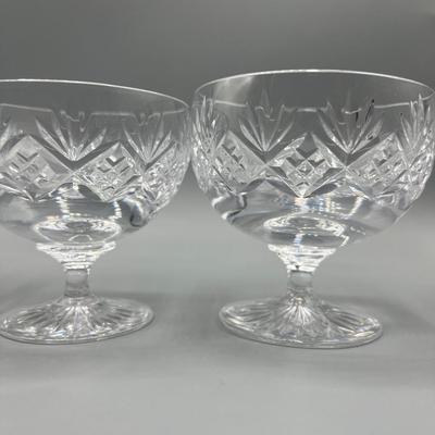 Lot of Small Retro Etched Crystal Stemmed Glass Cocktail Vino Drinking Glasses