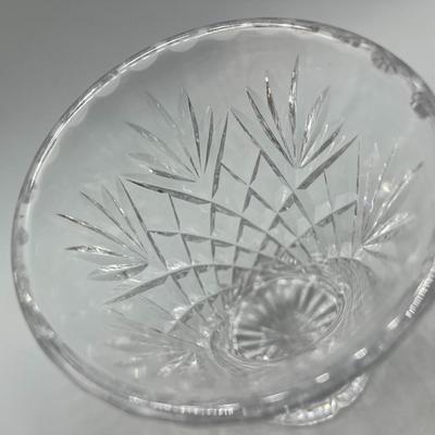 Retro Lead Crystal Fan & Diamond Pattern Glass Flower Vase
