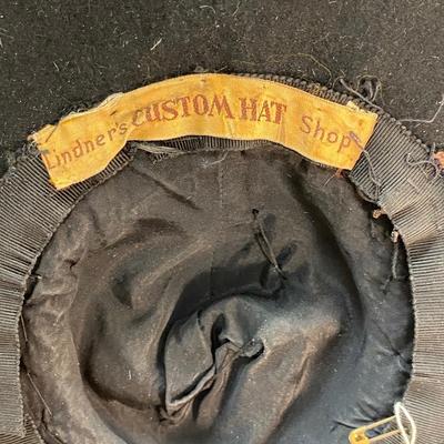 Antique Vintage Linder's Custom Hat Shop Black Monkey Fur 1920s Wide Brim Hat & Collar