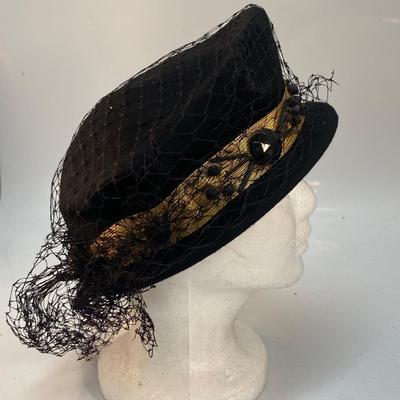 Vintage Flapper Style Hollywood Regency Dress Up Black Womens Hat