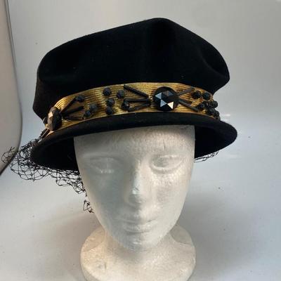 Vintage Flapper Style Hollywood Regency Dress Up Black Womens Hat
