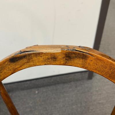 Vintage Dark Wood Saddle Seat Bow Back Frame Child's Sitting Chair