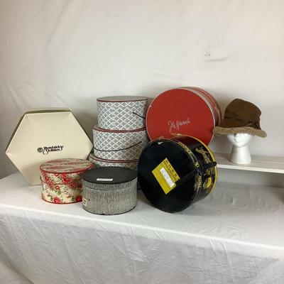 Lot . 6148. Assortment of Hat Boxes and Hat