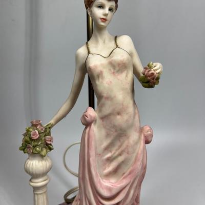 Vintage Ceramic Victorian Women Figurine Statue Lamp