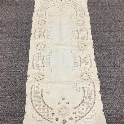 Vintage Antique Table Linen Set - Runner with 6 Placemats