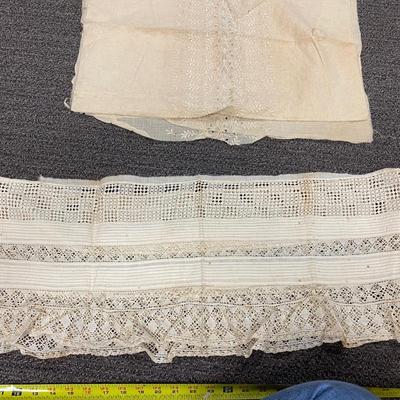 Vintage Antique Cotton Eyelet Lace Fabric Trim Remnants