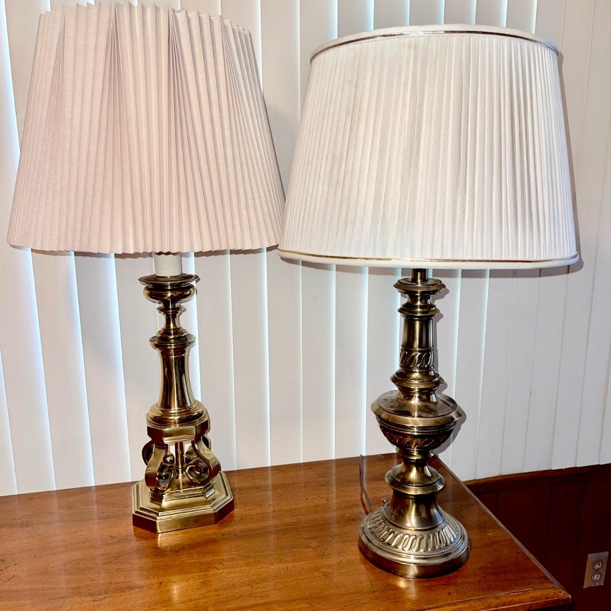 LOT I VINTAGE STIFFEL BRASS LAMPS PLEATED SHADES | EstateSales.org