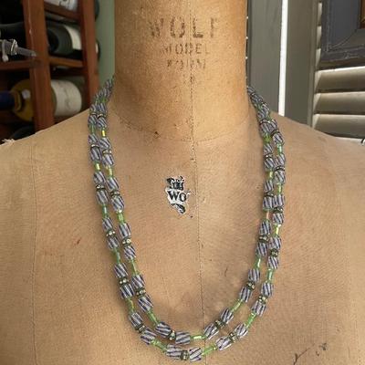 Lot DD  Vintage Vendome double strand  art glass necklace
